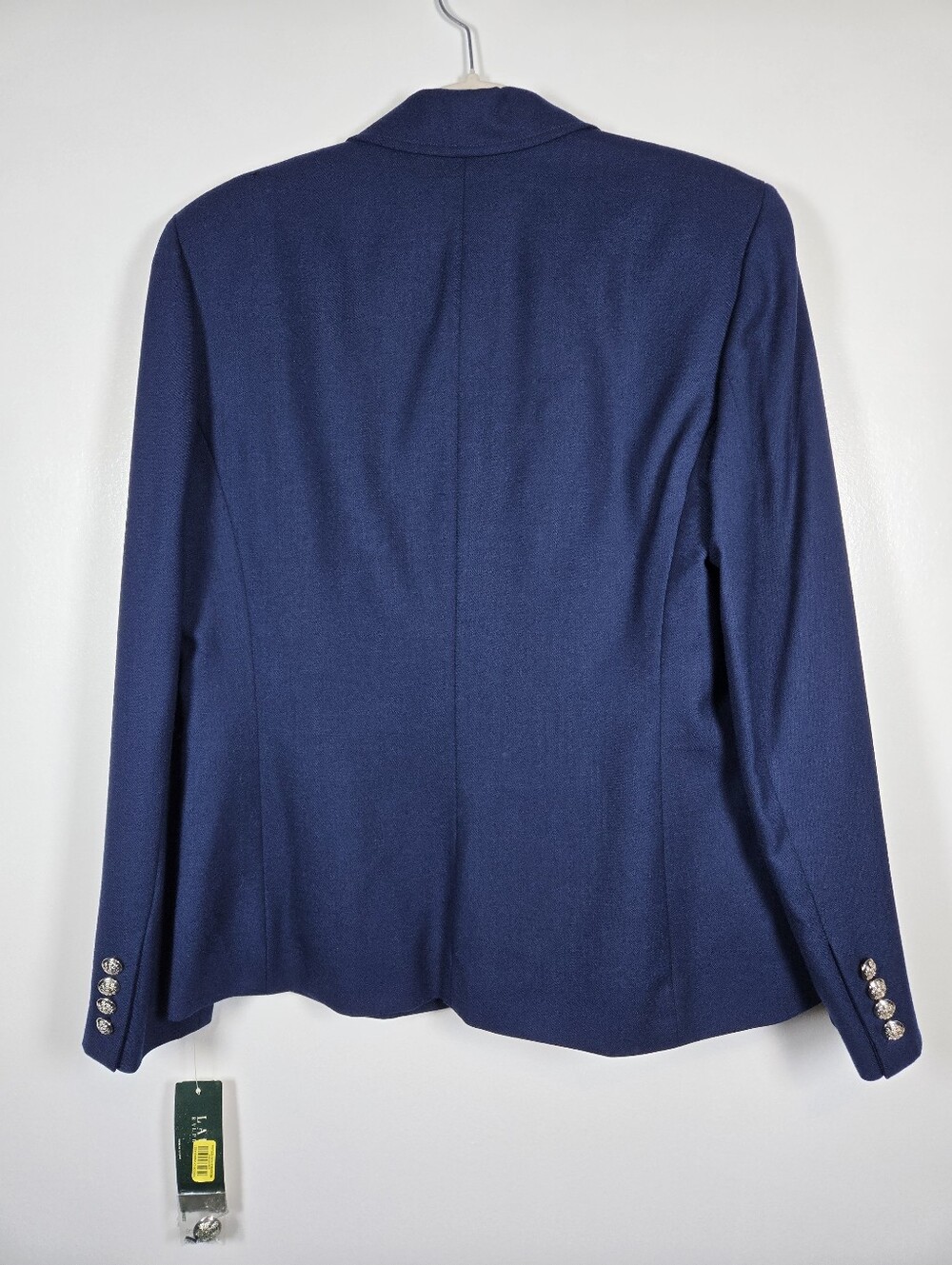 NEW Lauren Ralph Lauren Navy Blue Wool Blazer Jacket 12 Silver Buttons Crest - Picture 13 of 16